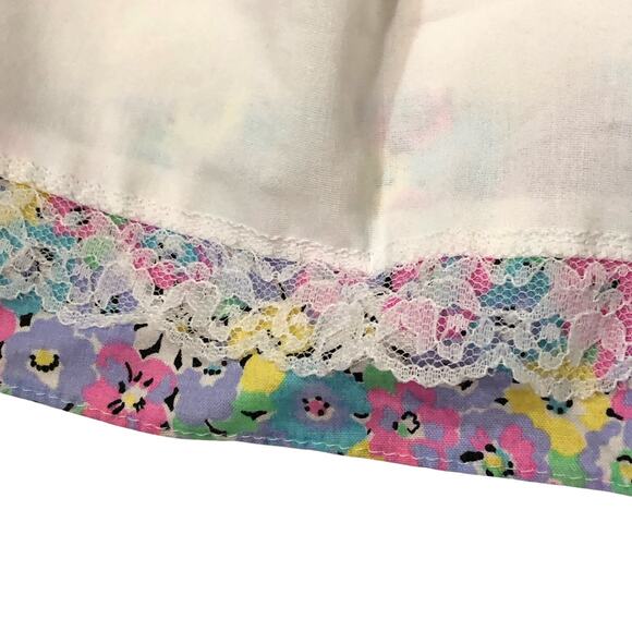 Vintage Floral Dress, Baby 18 M White Pink Purple Floral Print Lace Diaper Cover - Picture 3 of 9